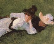 Two Girls on a Lawn